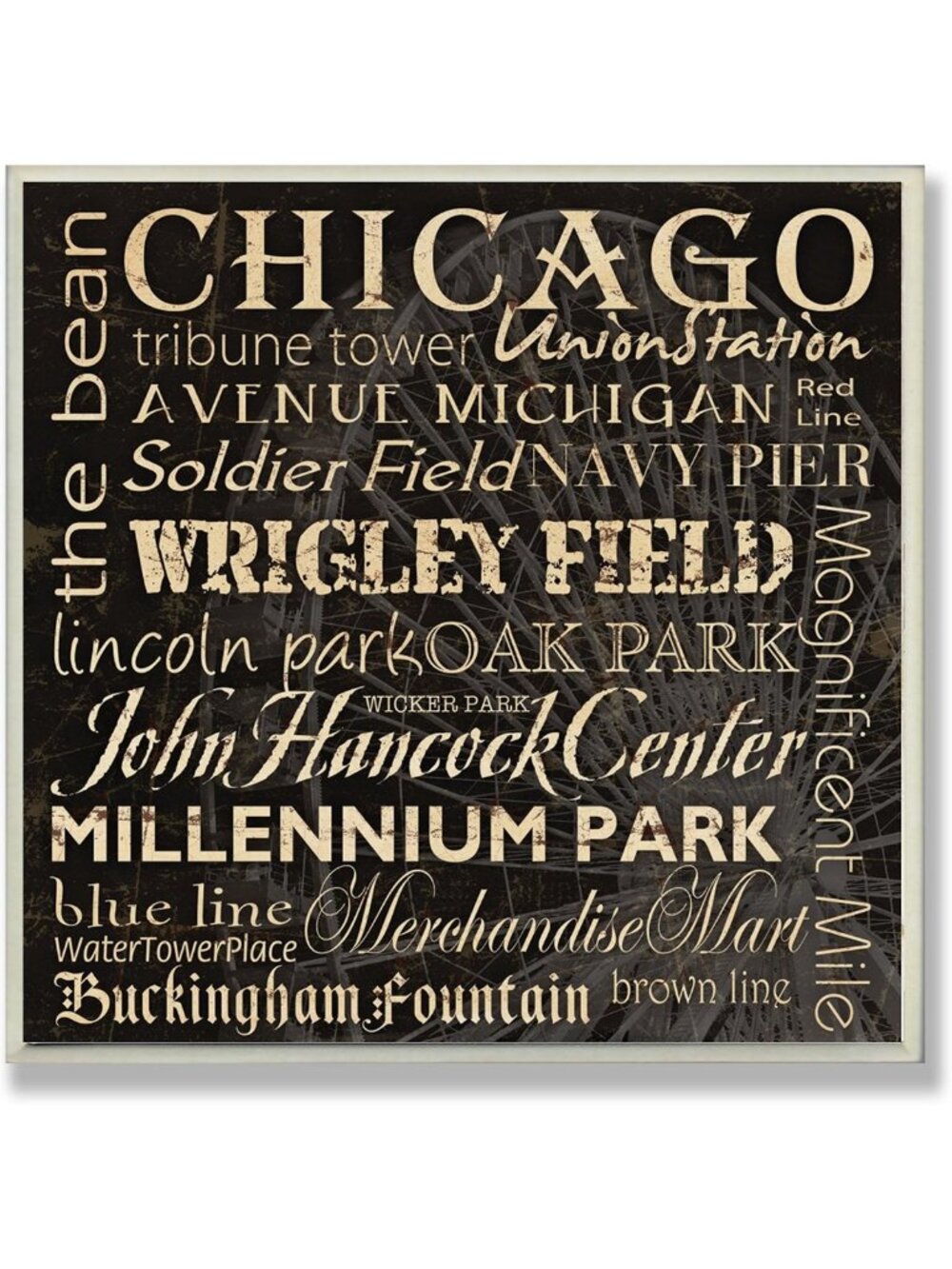 Chicago Landmarks Wall Art Plaque - Unique Home Decor for City Lovers